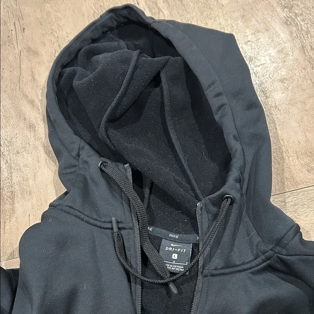 Nike Black Dri-FIT Hoodie with Silver Logo, zip up